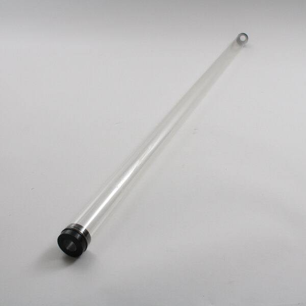 A clear tube with a black cap.