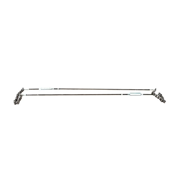 A pair of long metal rods with handles on each end.