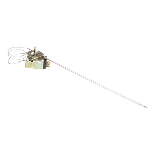 A metal long thin rod with a metal handle.
