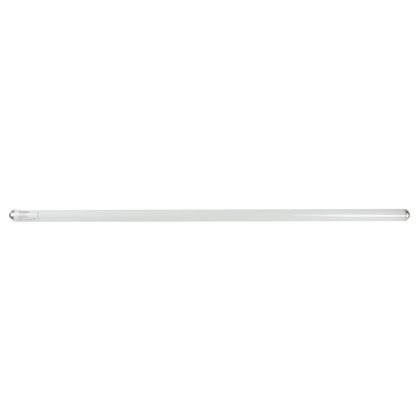 A white fluorescent tube light bulb with a clear cap and long stem.