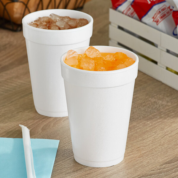 Dart 14J16 14 oz. Flush Fill White Foam Cup - 25/Pack