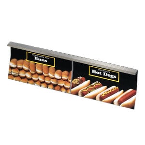 A Star Merchandising Door with hot dogs on a grill.