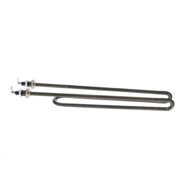 A pair of metal heating elements for a dishwasher.