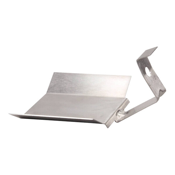 A silver metal Frymaster deflector with a metal handle.