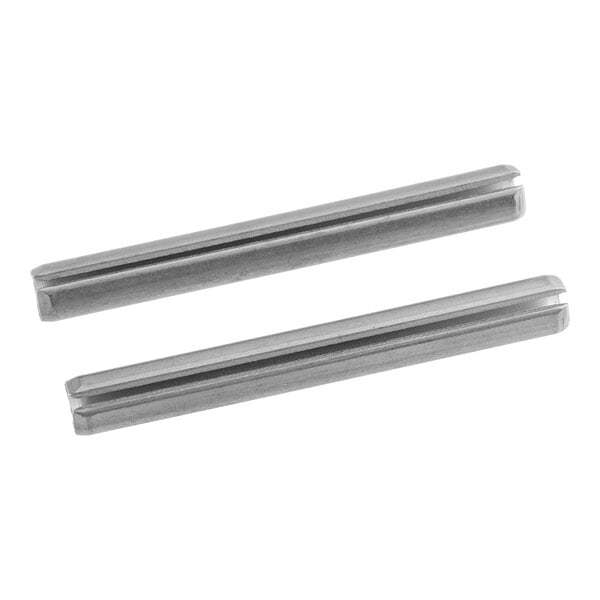 A close-up of two stainless steel Manitowoc Ice roll pins.