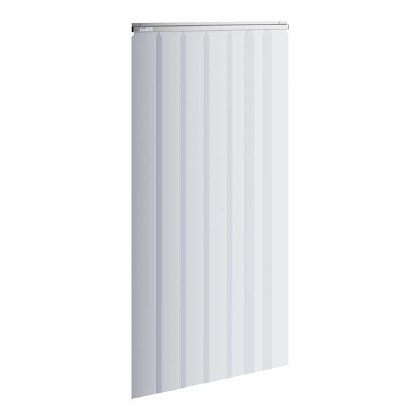 A white Kason strip curtain with white vertical stripes.