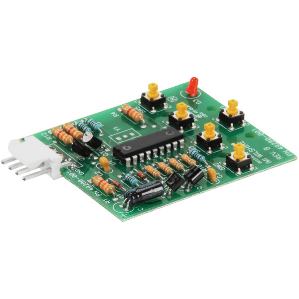 A green Cornelius portion control circuit board with many components.