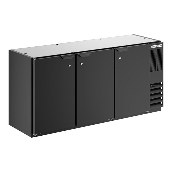 Beverage-Air BB72HC-1-B 72" Black Underbar Height Solid Door Back Bar Refrigerator