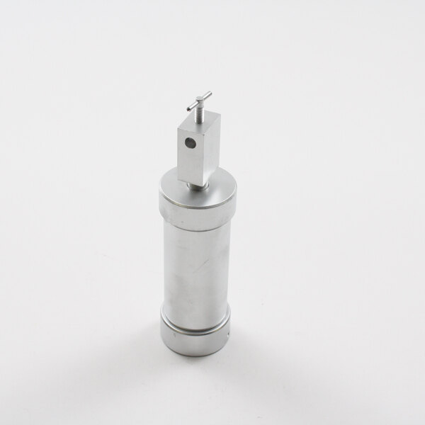 A silver metal Berkel Dash Pot cylinder with a white cap and a square knob on top.