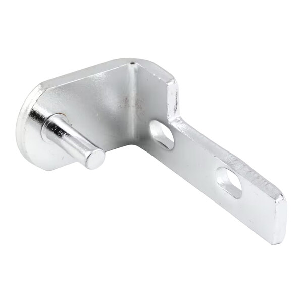 A silver metal corner bracket with holes.
