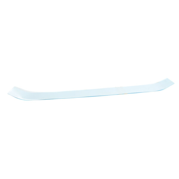 A long white refrigerator sign with a blue strip.