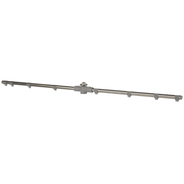 A long metal rod with a round metal handle and a ball bearing on the end.
