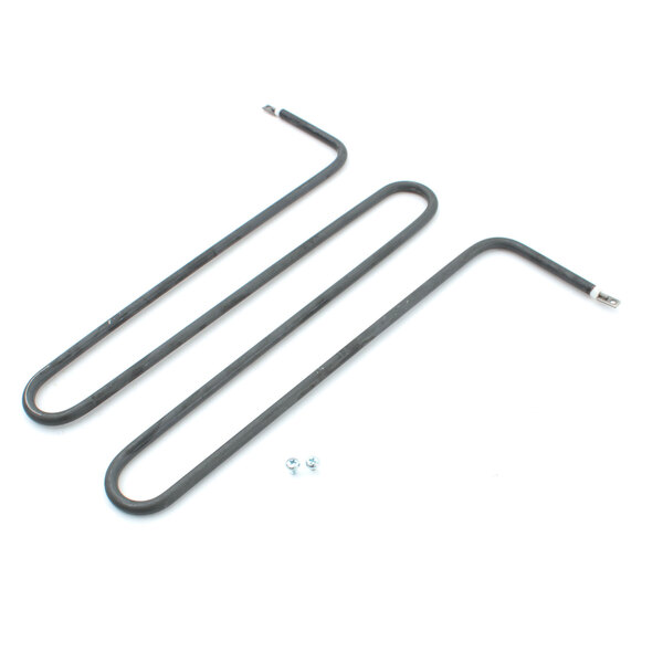 A black metal Antunes heating element with screws.