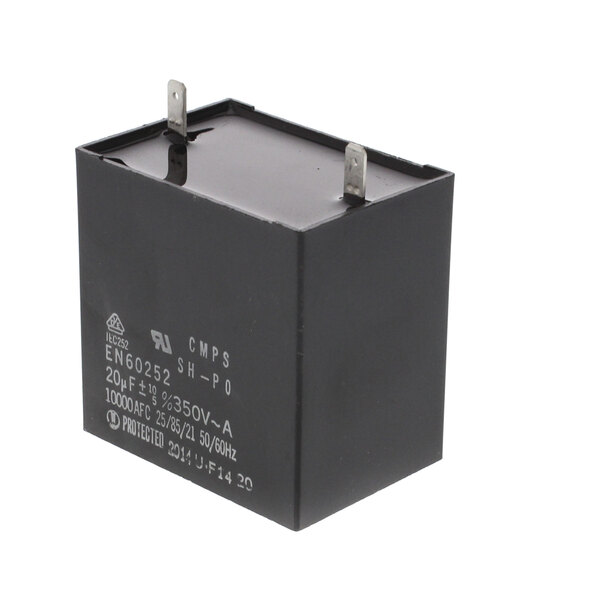 a black square object with white text
