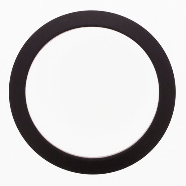 A black circle with a white border.