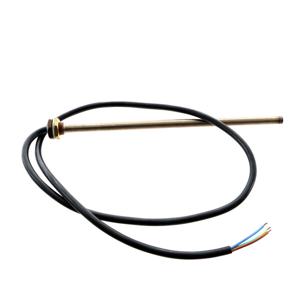A close-up of a black wire with a white connector on a Federal Industries 600w Heater.