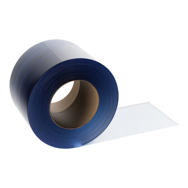 A 100ft roll of blue Kason strip curtain plastic.
