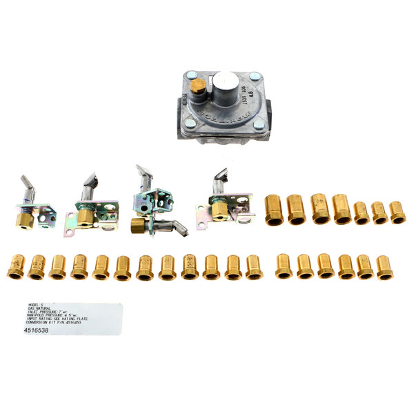 A US Range gas conversion kit with brass fittings and nuts.