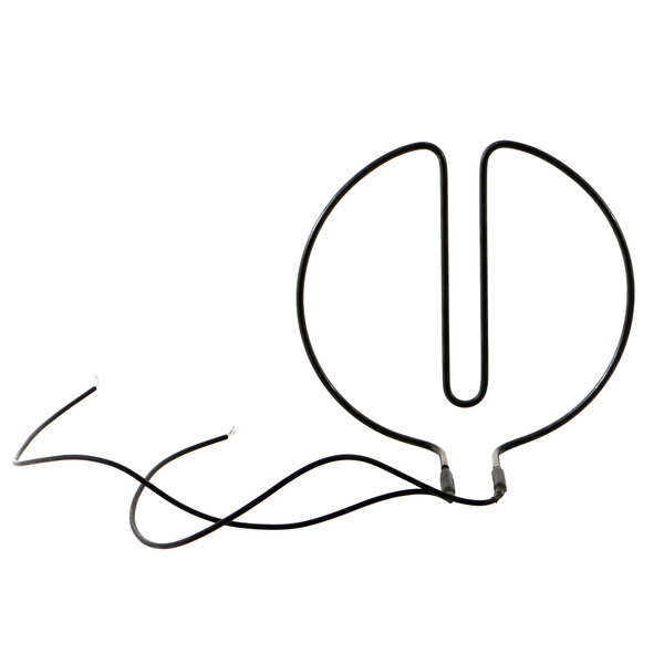A black wire with a circle on it.