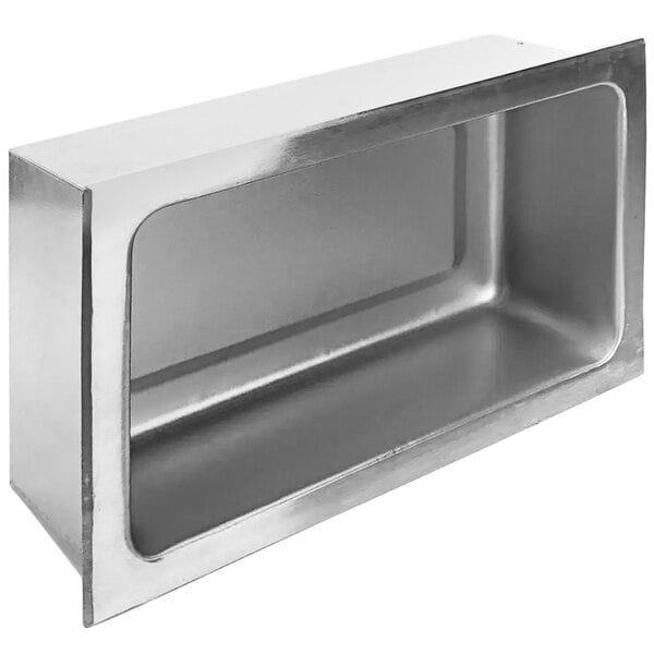 An APW Wyott countertop rectangular stainless steel pan warmer with a lid.