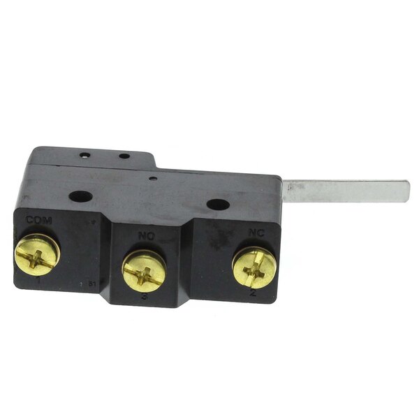 A black and gold NU-VU door microswitch with brass buttons.