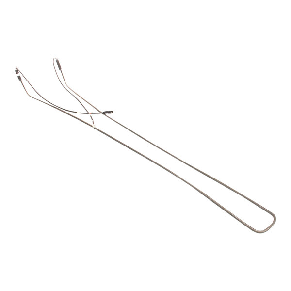 A pair of long thin wires with hooks on the ends.