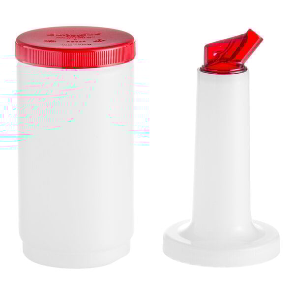 Carlisle PS601N05 Store 'N Pour 1 Qt. White Container with Red Spout and Cap