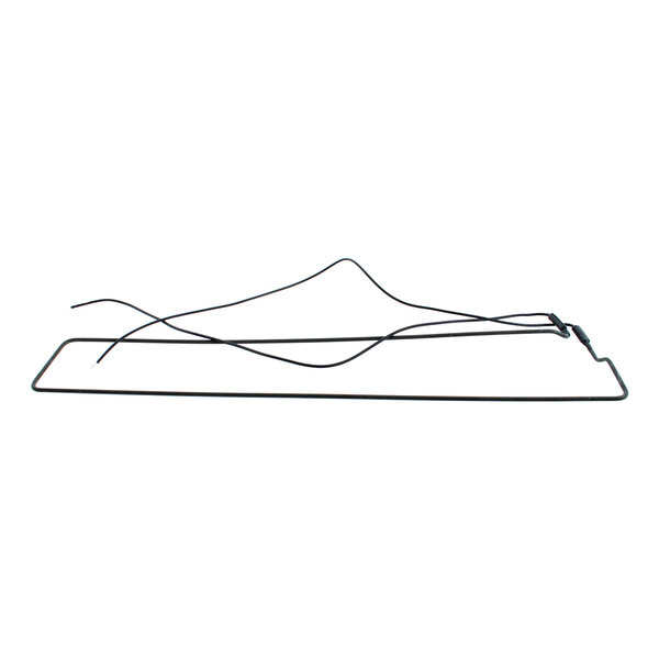 A black wire on a white background.