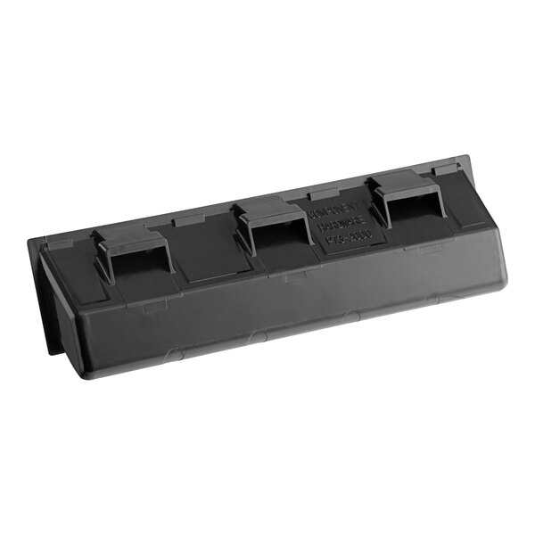 A black plastic Cres Cor recessed handle with four holes.