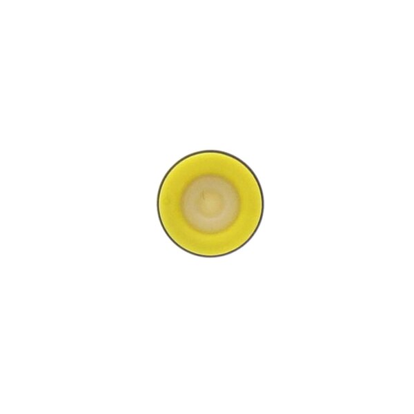 A yellow plastic circle with a black band.