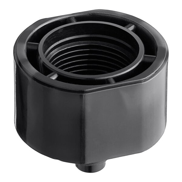 A black plastic Ice-O-Matic leg socket nut.