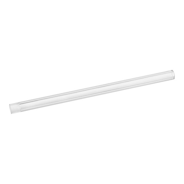 A clear plastic tube with a white cap.