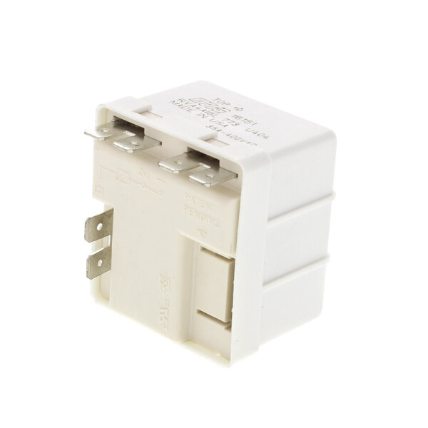 A white Hoshizaki starter relay with metal terminals.