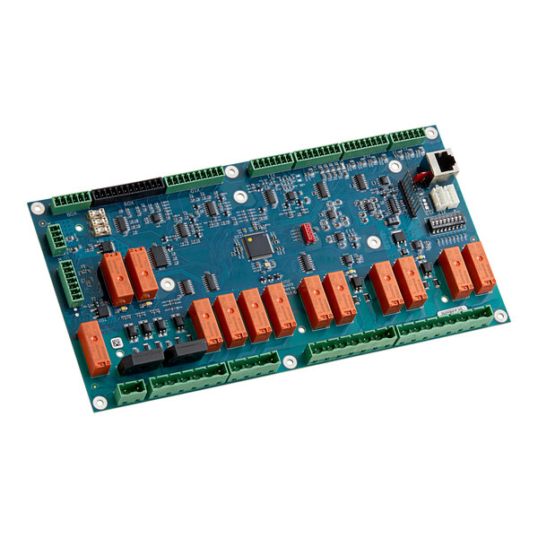 The main circuit board for an Alto-Shaam combi oven with several orange connectors.