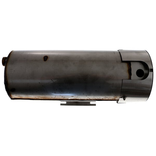 A metal cylinder with a hole on a white background.