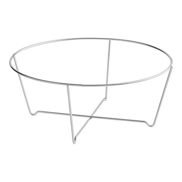 A white metal wire stand with a circular base.