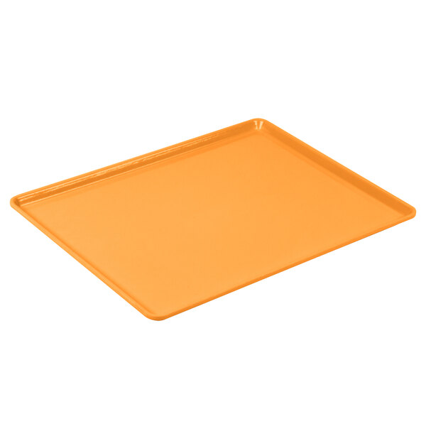 an orange rectangular tray with a handle