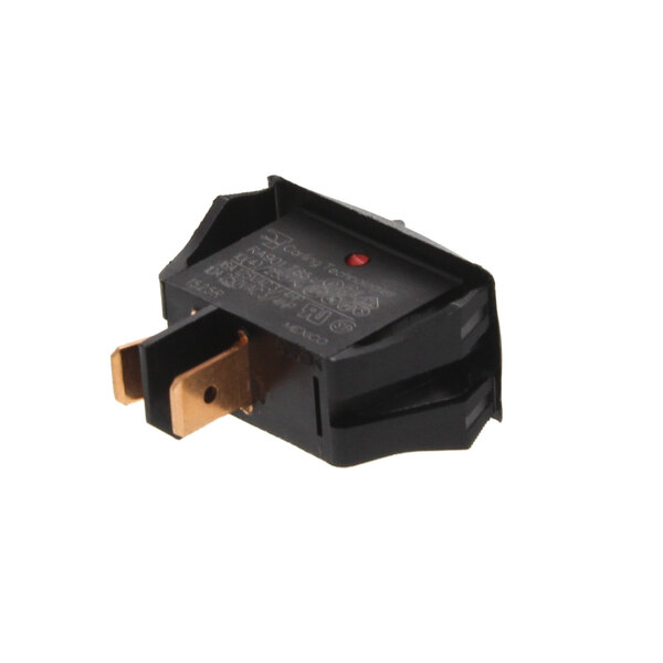 A black Cres Cor rocker switch with a red light.