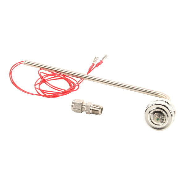 A metal rod with a red wire.