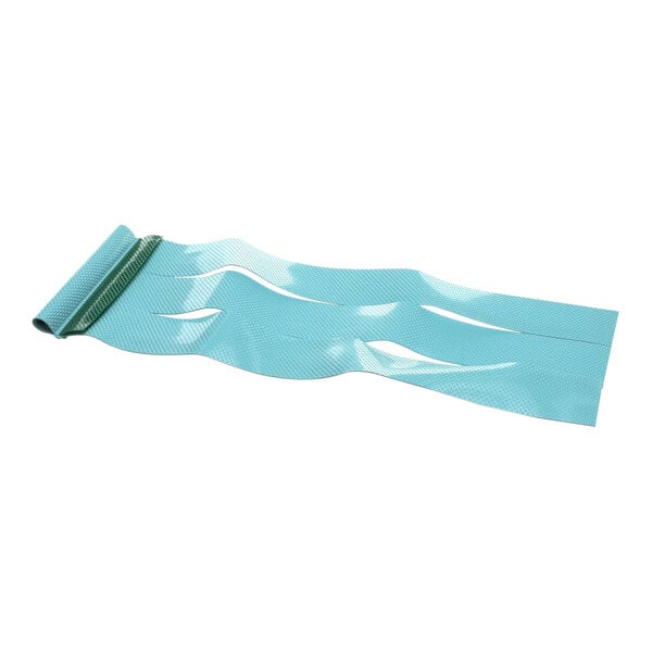 A blue plastic strip on a white background.