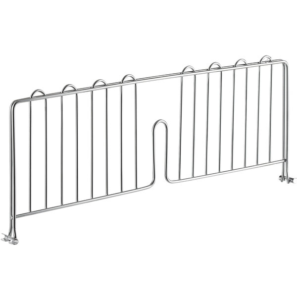 A Metro chrome wire shelf divider with four bars.