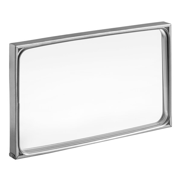 A rectangular glass window pack with a metal frame.