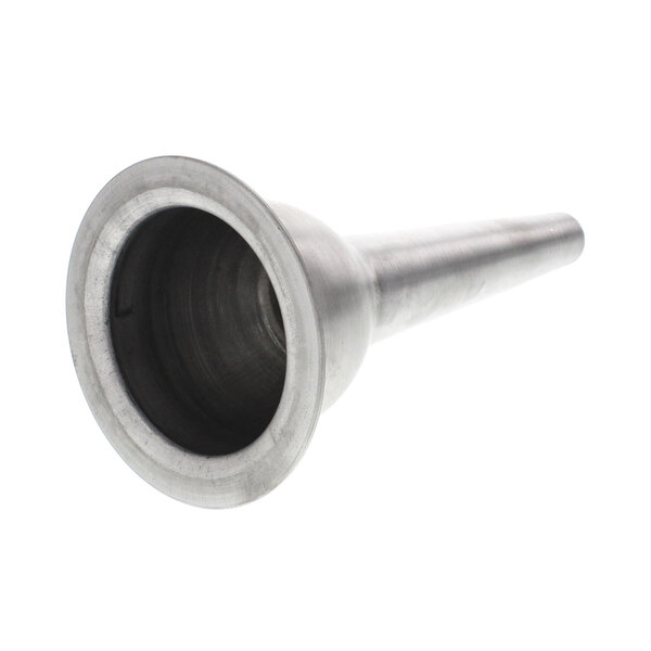 A close-up of a silver Univex 1/2 Sausage Funnel.