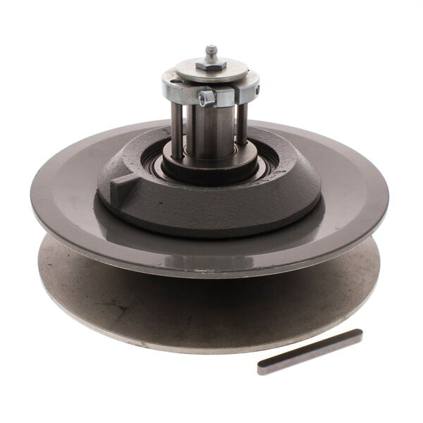 A metal Varimixer motor pulley with a screw on top.