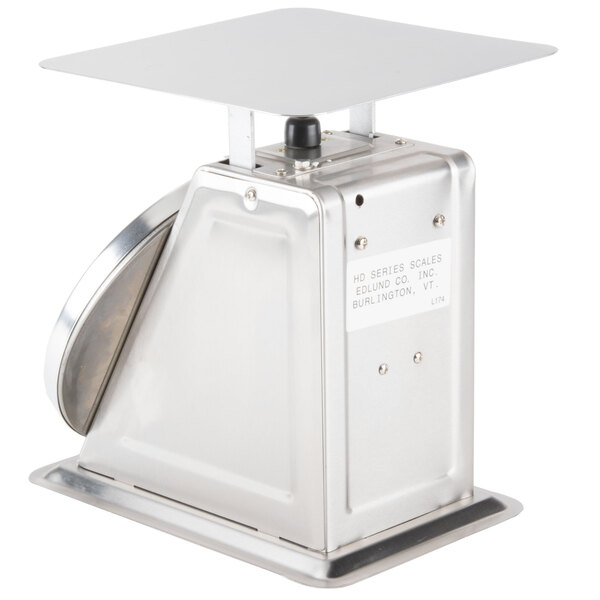 An Edlund heavy-duty stainless steel portion scale with a square platform.