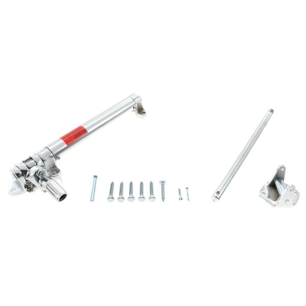A metal rod with screws and nuts.