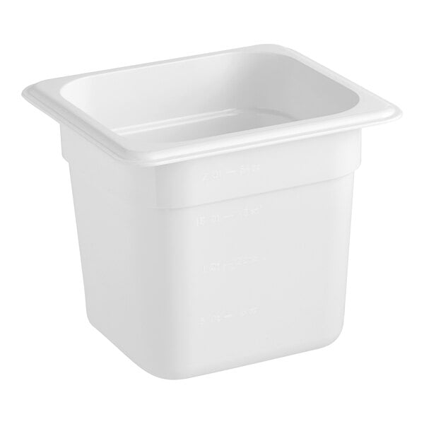 A white plastic container with a lid.