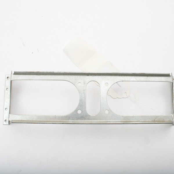 A metal bracket with holes for an International Cold Storage fan motor.