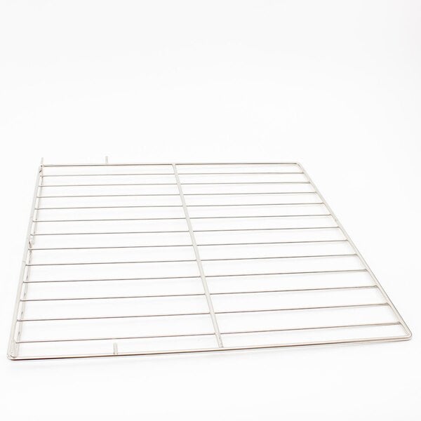 A metal rack with a wire grid on it.