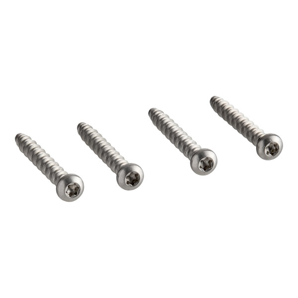 A set of four metal upper shell screws for Vitamix equipment.